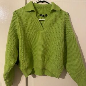 Nasty Gal Green V-Neck Sweater